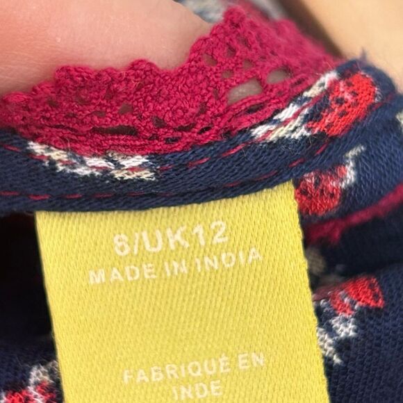 Maeve Kimono Sleeve Blouse dark raspberry navy button back size small - Picture 6 of 8